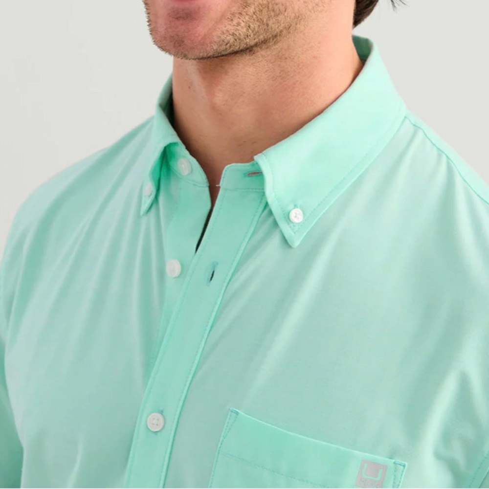 Huk Kona Fishing SS shirt Men's L mint green NWT $55 retail
